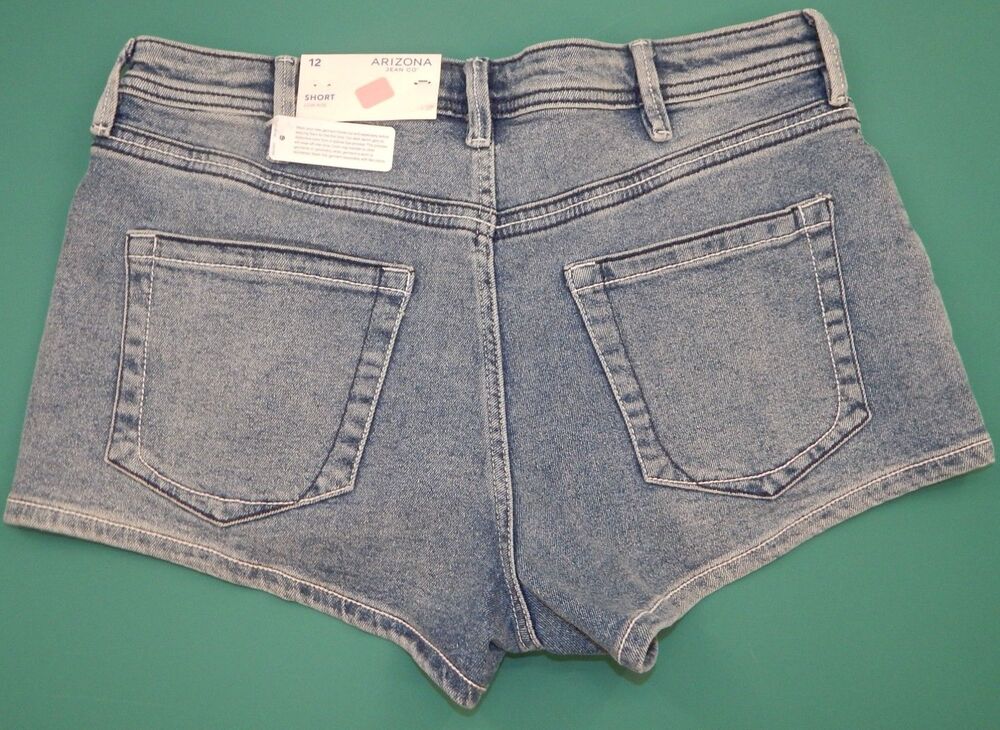 NWT Arizona Women's Juniors Size: 12 SHORT, Denim LOW RISE Jean Short Shorts